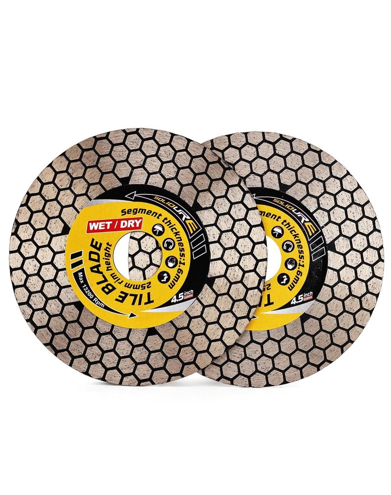solidure 2Pcs/Lot Tile Blade 4.5“ Porcelain Tile Saw Blade Cutting and Grinding for Granite Marble Porcelain Tiles - Image 1